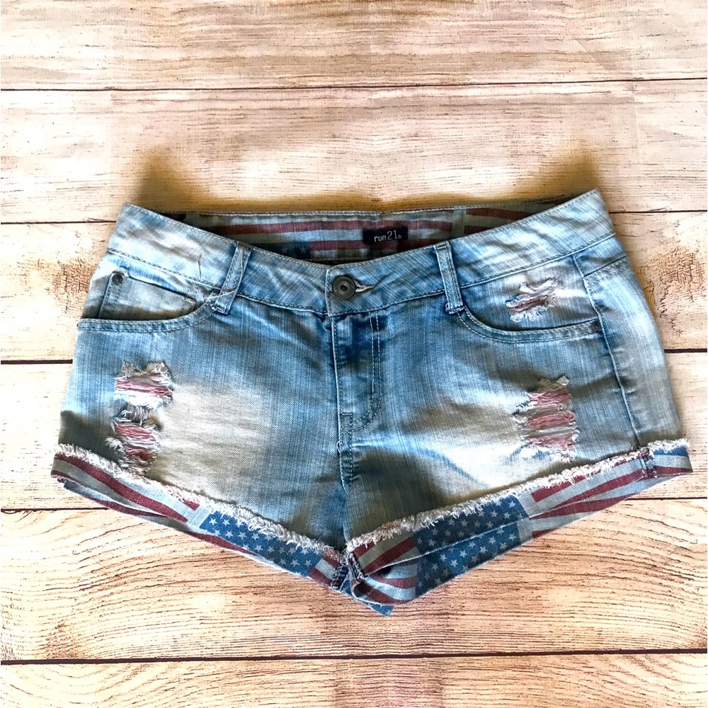 American flag distressed shorts
